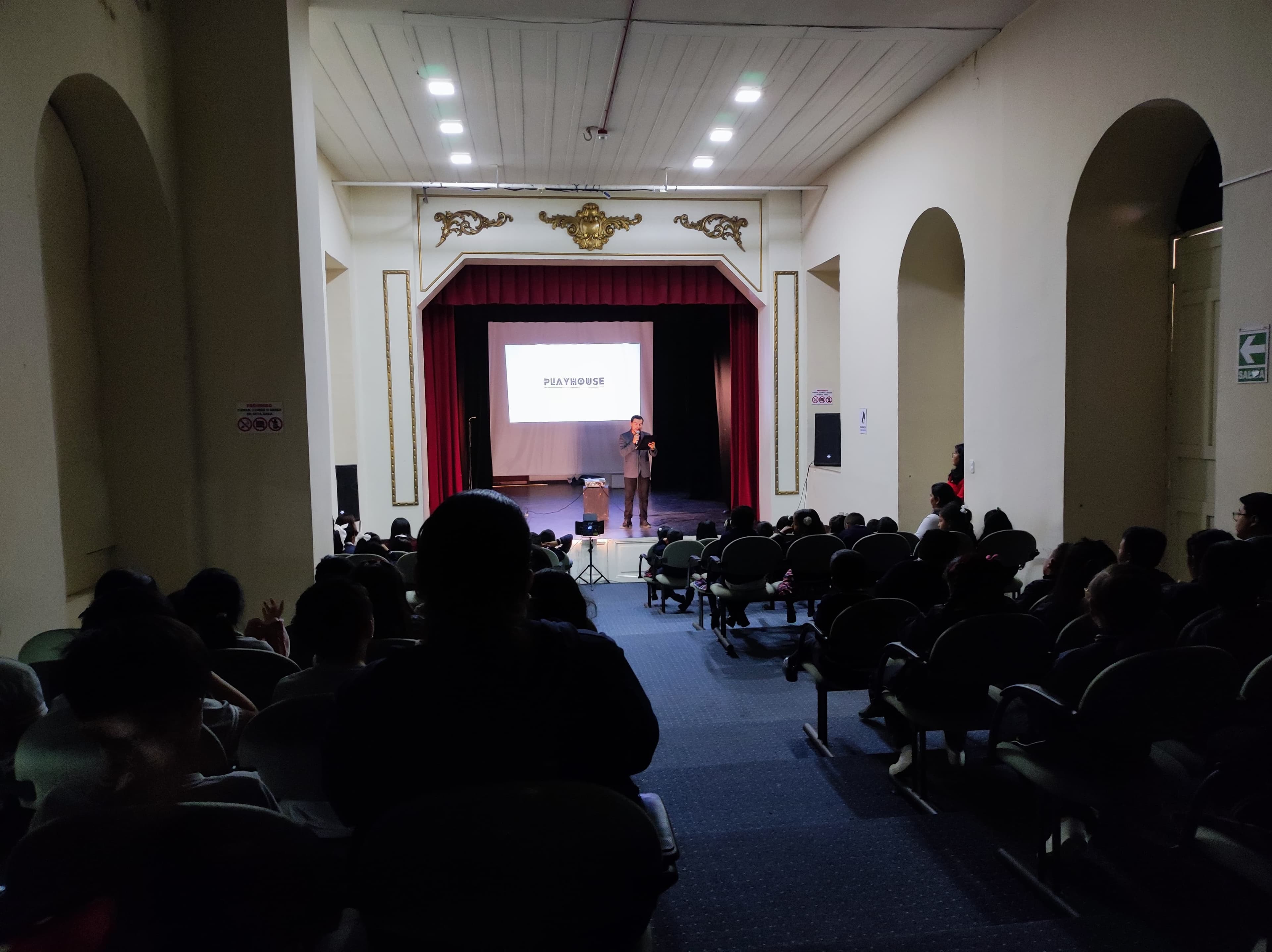 Students on stage workshop